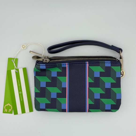 C. Wonder Navy Blue/Green Wristlet.  NWT. - Picture 1 of 8